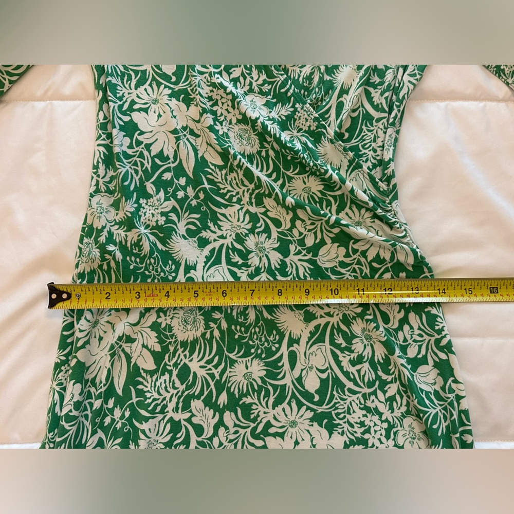 CAbi Green and White Dolman Sleeve Wrap Dress - Picture 5 of 8
